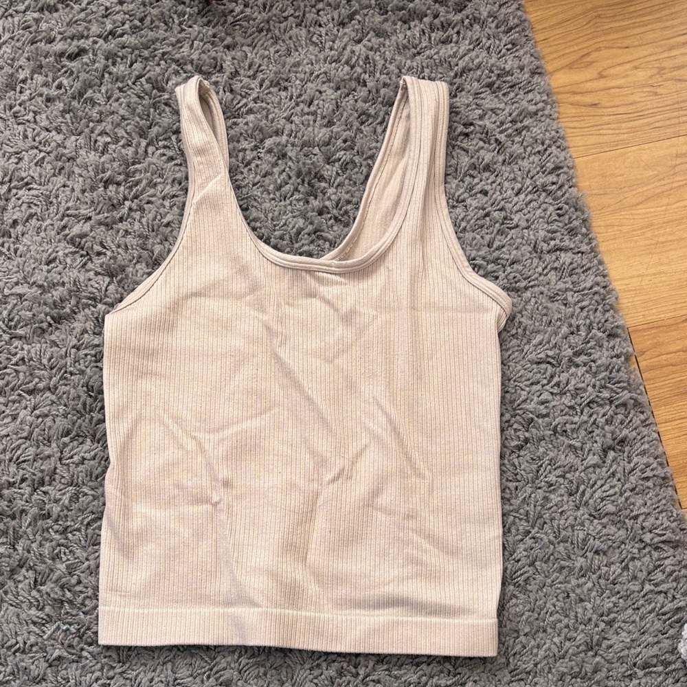 A New Day Ribbed Tank Top in Light Beige – Women’s Casual